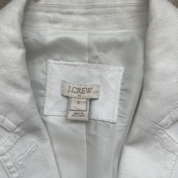 J Crew Schoolboy Blazer Size 4 White 100% Linen Jacket Academia Career Preppy - Picture 2 of 8